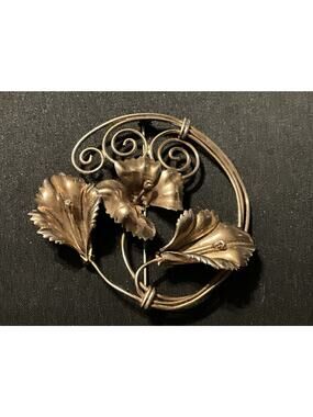 1940’s Large Lily Of The Valley Floral Brooch 18grams Sterling Vermeil